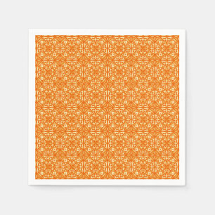 Servilleta De Papel patrón de Damasco medieval, naranja mandarín