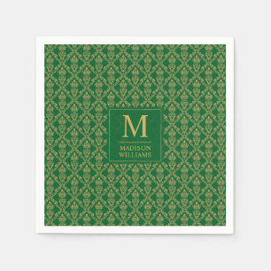 Servilleta De Papel Patrón de damasco sin costuras verde esmeralda y d