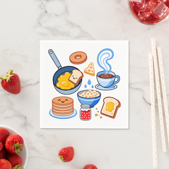 Servilleta De Papel Patrón de desayuno adorable – Comida Kawaii sin co (In situ)