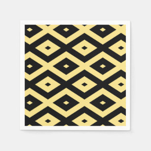 Servilleta De Papel Patrón de diamante amarillo limón y negro
