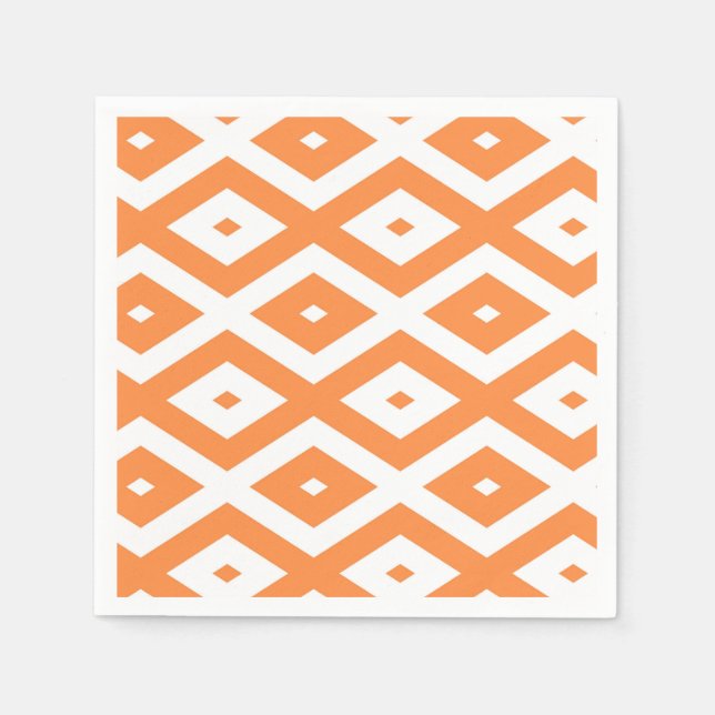 Servilleta De Papel Patrón de diamante blanco y naranja (Anverso)