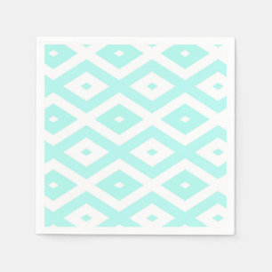 Servilleta De Papel Patrón de diamante blanco y turquesa