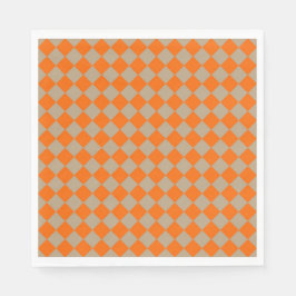 Servilleta De Papel Patrón de diamante de cuadros taupe naranja