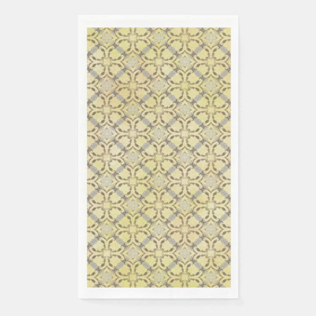 Servilleta De Papel Patrón de diamante desplazado gris y amarillo (Anverso)