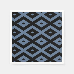 Servilleta De Papel Patrón de diamante gris azul y negro