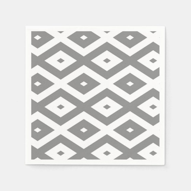 Servilleta De Papel Patrón de diamante gris y blanco (Anverso)