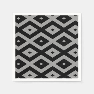 Servilleta De Papel Patrón de diamante gris y negro