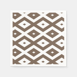 Servilleta De Papel Patrón de diamante marrón y blanco taupe