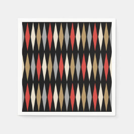 Servilleta De Papel Patrón de diamante moderno Retro Mid Century