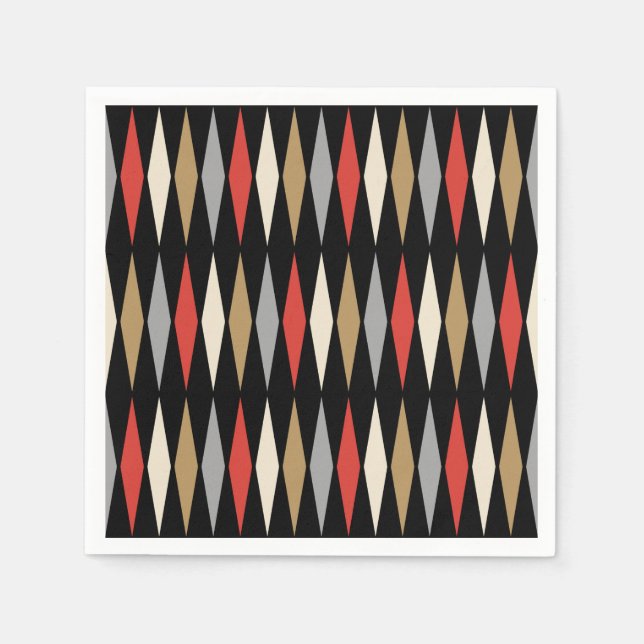 Servilleta De Papel Patrón de diamante moderno Retro Mid Century (Anverso)