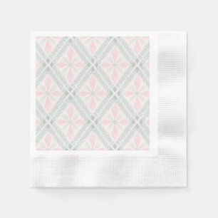 Servilleta De Papel Patrón de diamante pastel verde y rosa