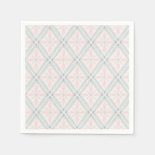 Servilleta De Papel Patrón de diamante pastel verde y rosa