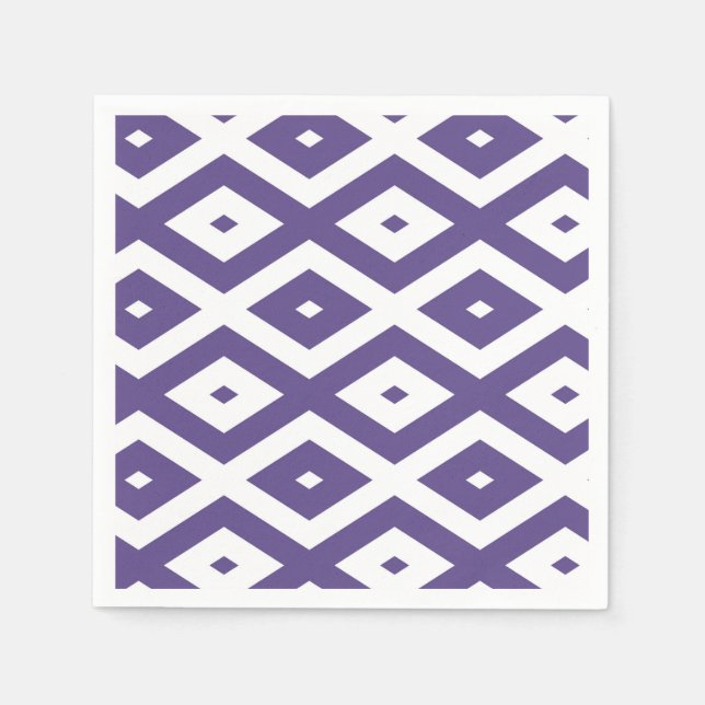 Servilleta De Papel Patrón de diamante ultravioleta y blanco (Anverso)
