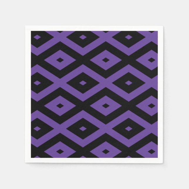 Servilleta De Papel Patrón de diamante violento y negro (Anverso)