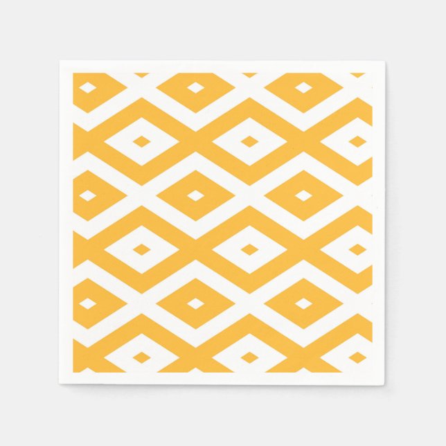 Servilleta De Papel Patrón de diamantes amarillo y blanco soleado (Anverso)