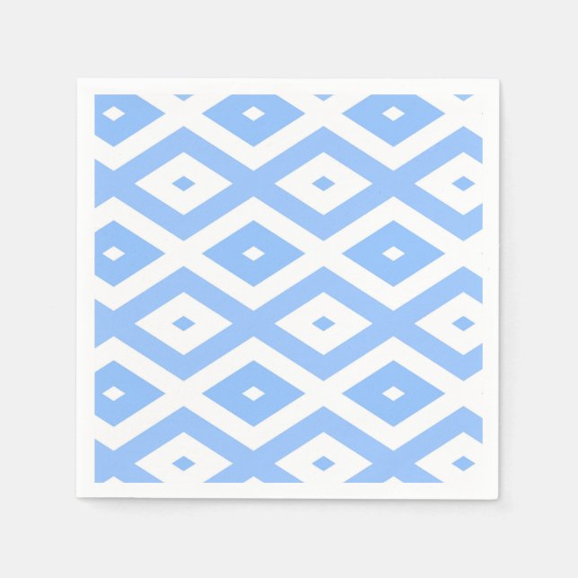 Servilleta De Papel Patrón de diamantes azul y blanco (Anverso)