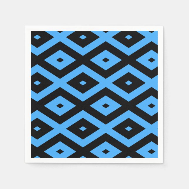 Servilleta De Papel Patrón de diamantes azul y negro del cielo (Anverso)
