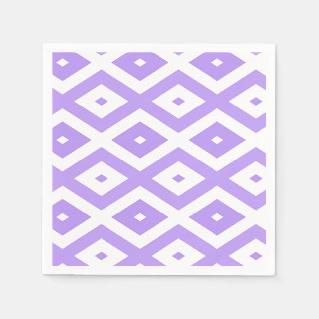Servilleta De Papel Patrón de diamantes morado y blanco (Anverso)