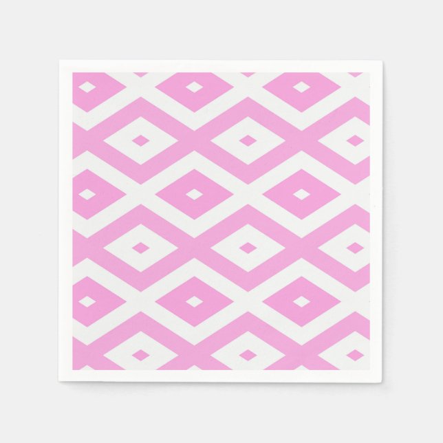 Servilleta De Papel Patrón de diamantes rosa y blanco (Anverso)