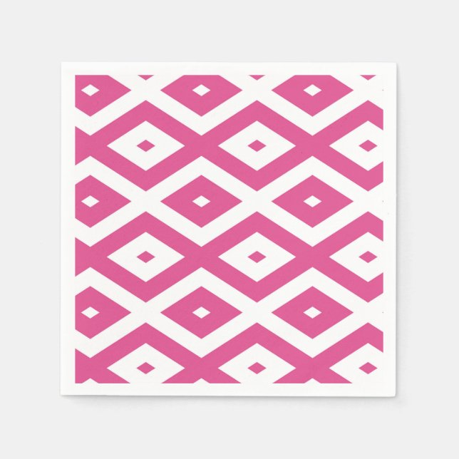 Servilleta De Papel Patrón de diamantes rosa y blanco (Anverso)
