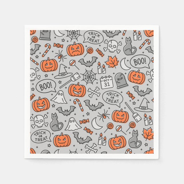 Servilleta De Papel Patrón de dibujos animados de Halloween para niños (Anverso)