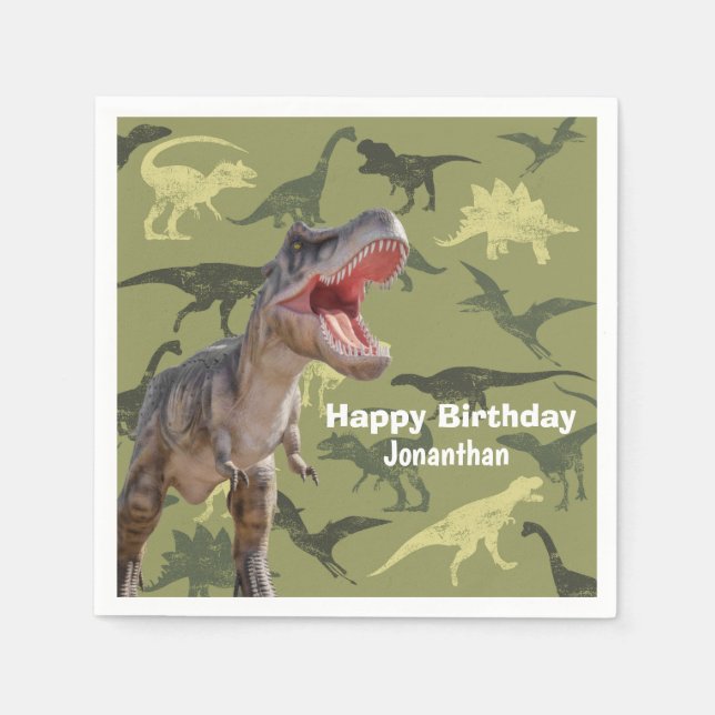 Servilleta De Papel Patrón de dinosaurios T Rex (Anverso)