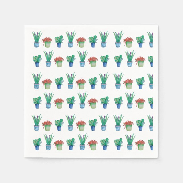 Servilleta De Papel Patrón de diseño de planta acuarcolar original 1 (Anverso)