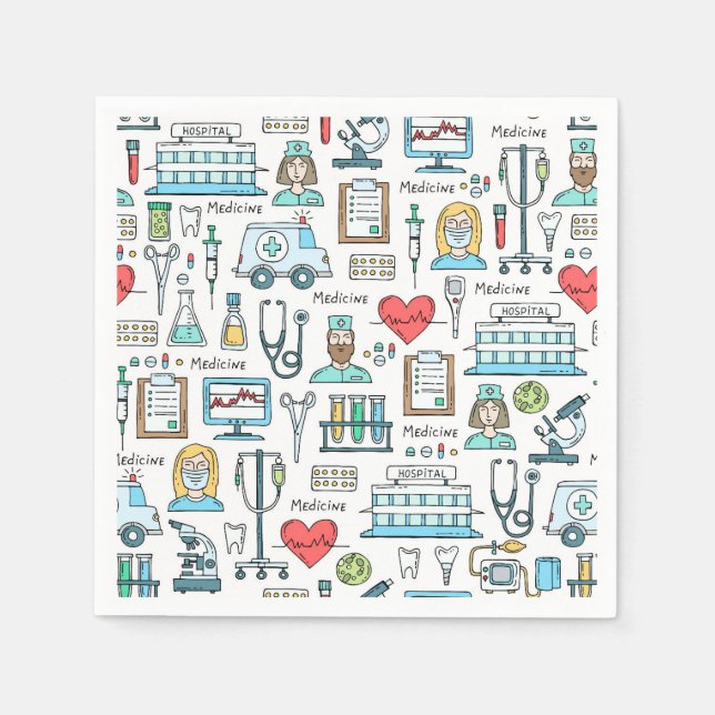 Servilleta De Papel Patrón de diseño médico (Anverso)