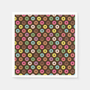 Servilleta De Papel Patrón De Donut Colorido En Chocolate