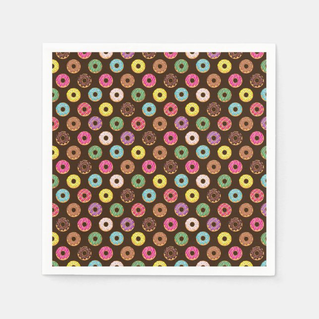 Servilleta De Papel Patrón De Donut Colorido En Chocolate (Anverso)