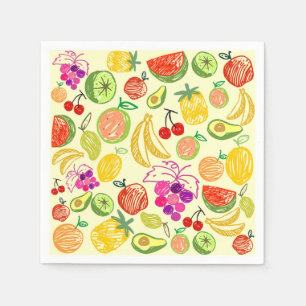 Servilleta De Papel Patrón de Doodle de Fruta Variado