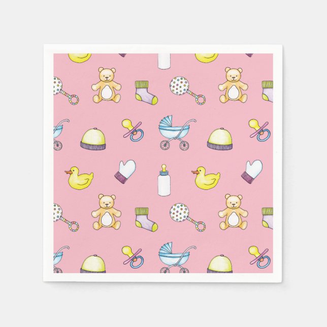 Servilleta De Papel Patrón de ducha de bebé (Anverso)