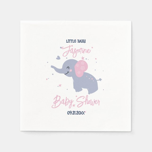 Servilleta De Papel Patrón de elefantes personalizados en azul marino (Anverso)