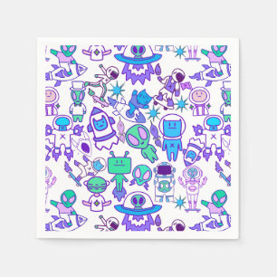 Servilleta De Papel Patrón de espacio retro