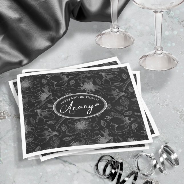 Servilleta De Papel Patrón de esquema floral esbozado gris/negro ID939 (Subido por el creador)