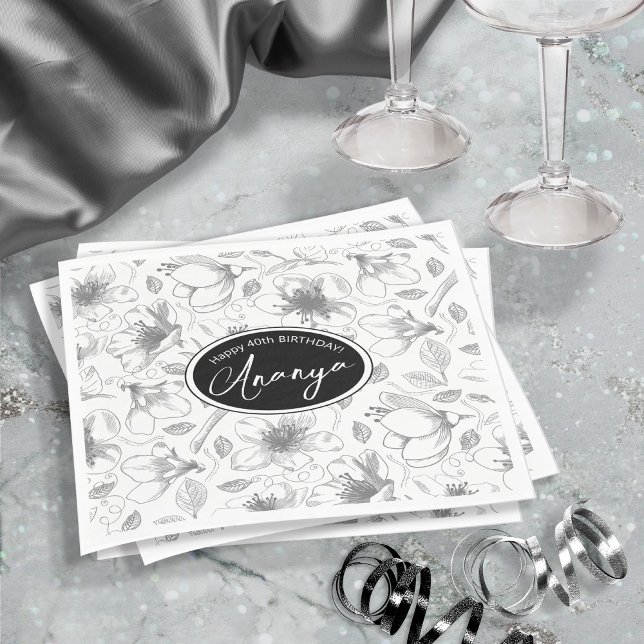 Servilleta De Papel Patrón de esquema floral esbozado gris/qué ID939 (Subido por el creador)