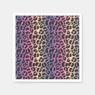 Servilleta De Papel Patrón de estampado de animal de leopardo arcoíris