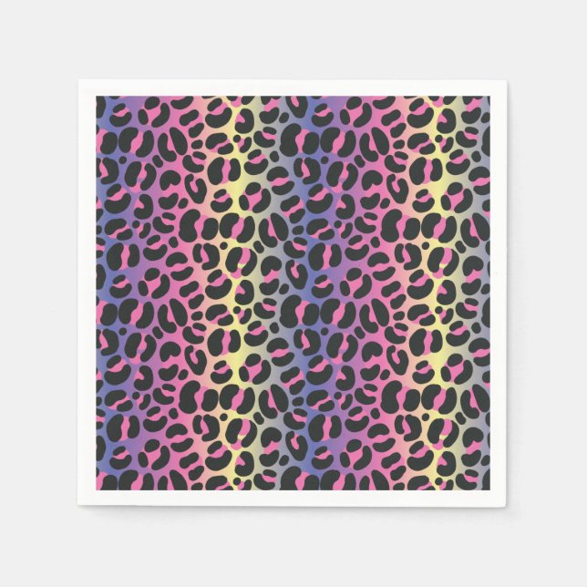 Servilleta De Papel Patrón de estampado de animal de leopardo arcoíris (Anverso)