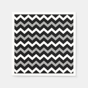 Servilleta De Papel Patrón de estampado de chevron en negro blanco y g