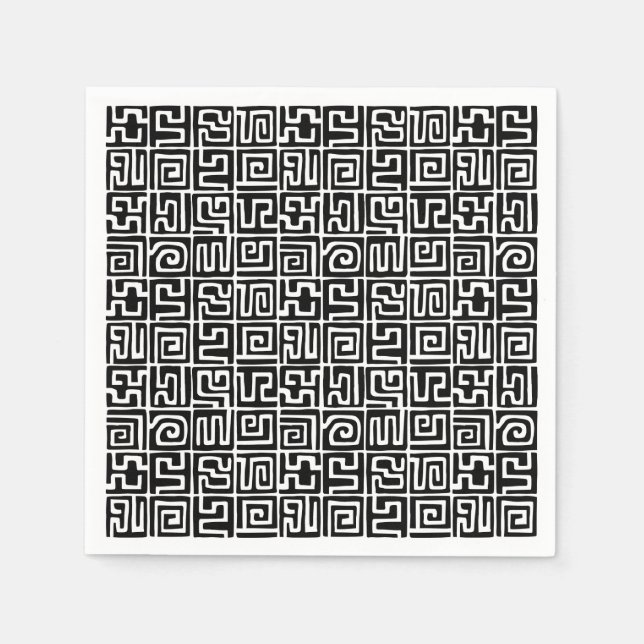Servilleta De Papel Patrón de estilo Kuba 071019 - Blanco y negro (Anverso)