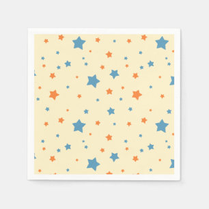 Servilleta De Papel Patrón de Estrella Azul y Naranja Estrella Elegant