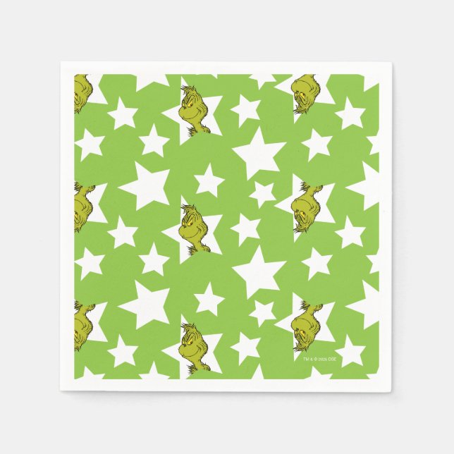 Servilleta De Papel Patrón de estrella de Grinch asomándose (Anverso)