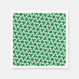 Servilleta De Papel Patrón de estrella geométrica blanco y verde