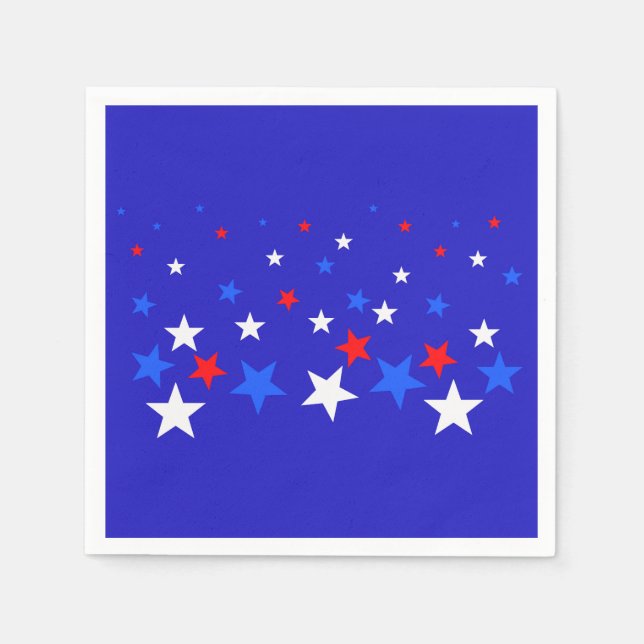 Servilleta De Papel Patrón de estrellas azul, rojo y blanco (Anverso)