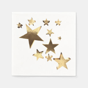 Servilleta De Papel Patrón de estrellas doradas Fiesta Navidades eleg