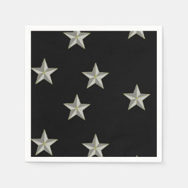 Servilleta De Papel Patrón de estrellas grises en negro