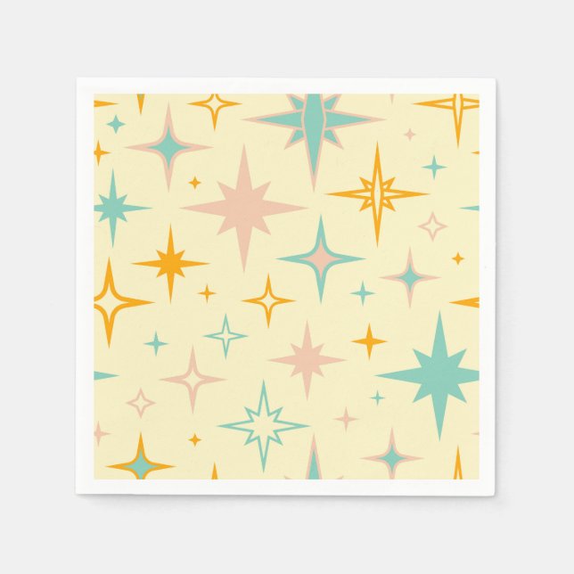 Servilleta De Papel Patrón de estrellas retro coloridas (Anverso)