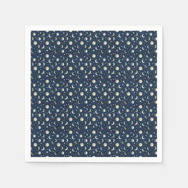 Servilleta De Papel Patrón de estrellas y luna (Anverso)