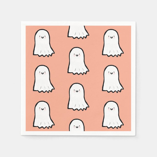 Servilleta De Papel Patrón de fantasma lindo de Halloween (Anverso)