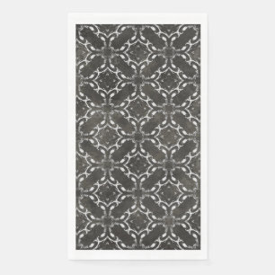 Servilleta De Papel Patrón de filigrí gris y negro metálico